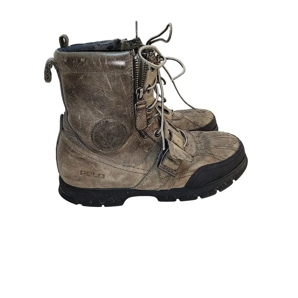 Polo Ralph Lauren Men’s Size 11D Andreas Charcoal Leather Combat Boots